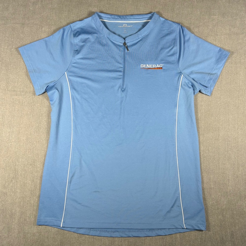 Vansport Womens Quarter Zip Golf Polo Shirt Blue Generac Logo Medium 2461